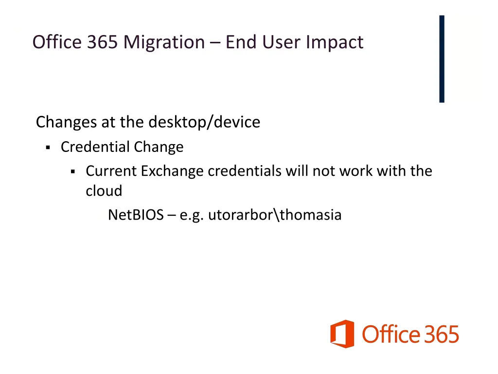 office 365 migration end user impact