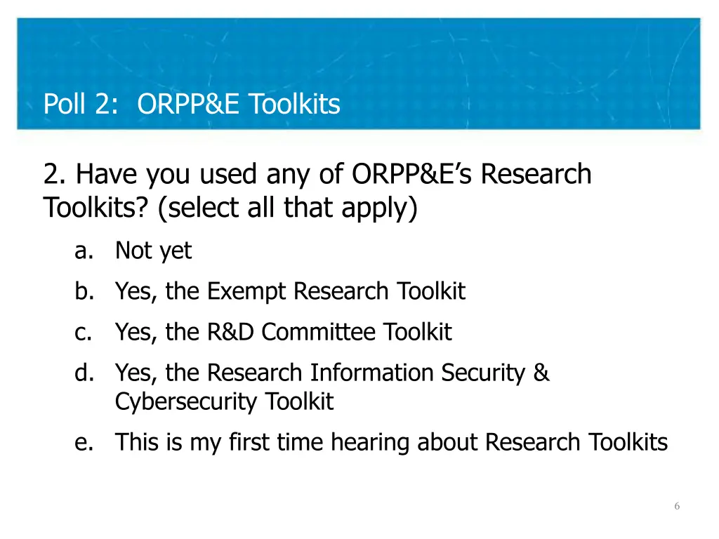 poll 2 orpp e toolkits