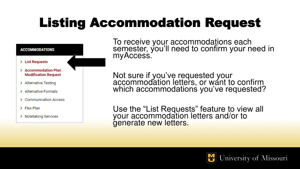 listing accommodation request listing