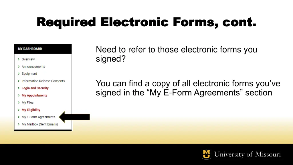 required electronic forms cont required