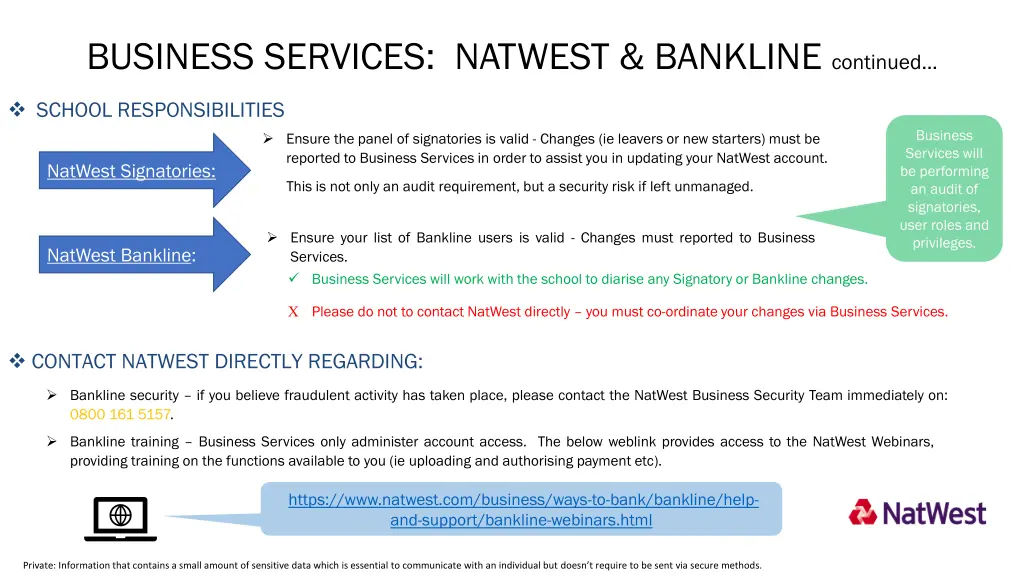 business services natwest bankline continued