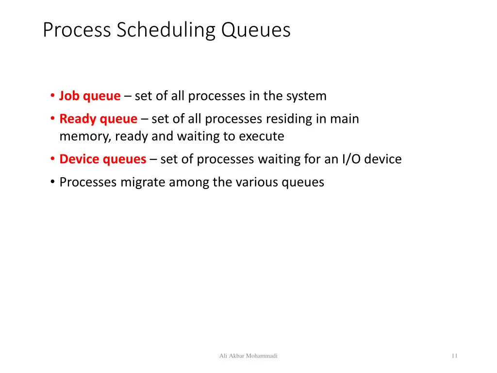 process scheduling queues