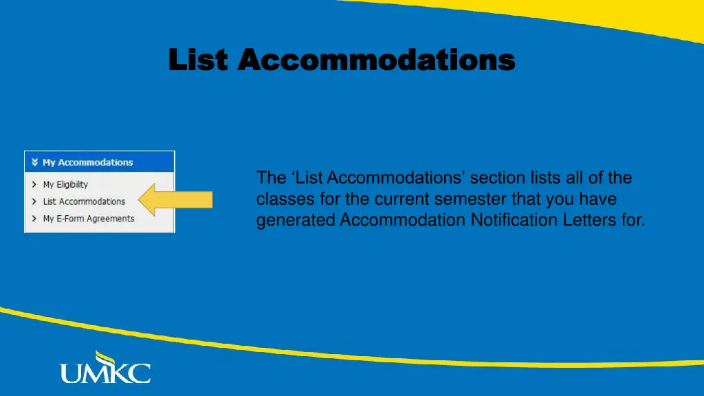 list accommodations list accommodations