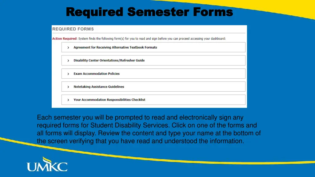 required semester forms required semester forms