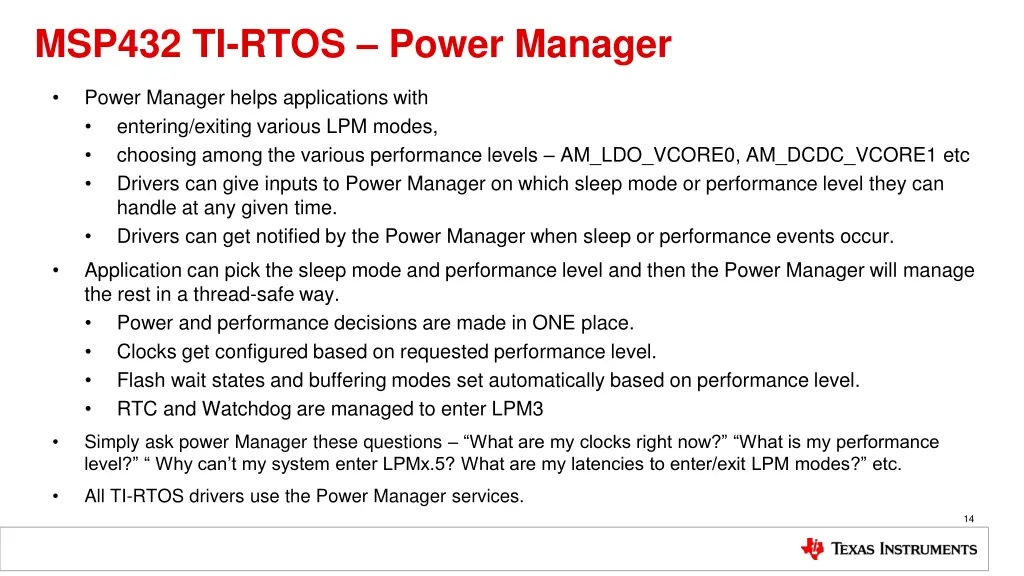 msp432 ti rtos power manager