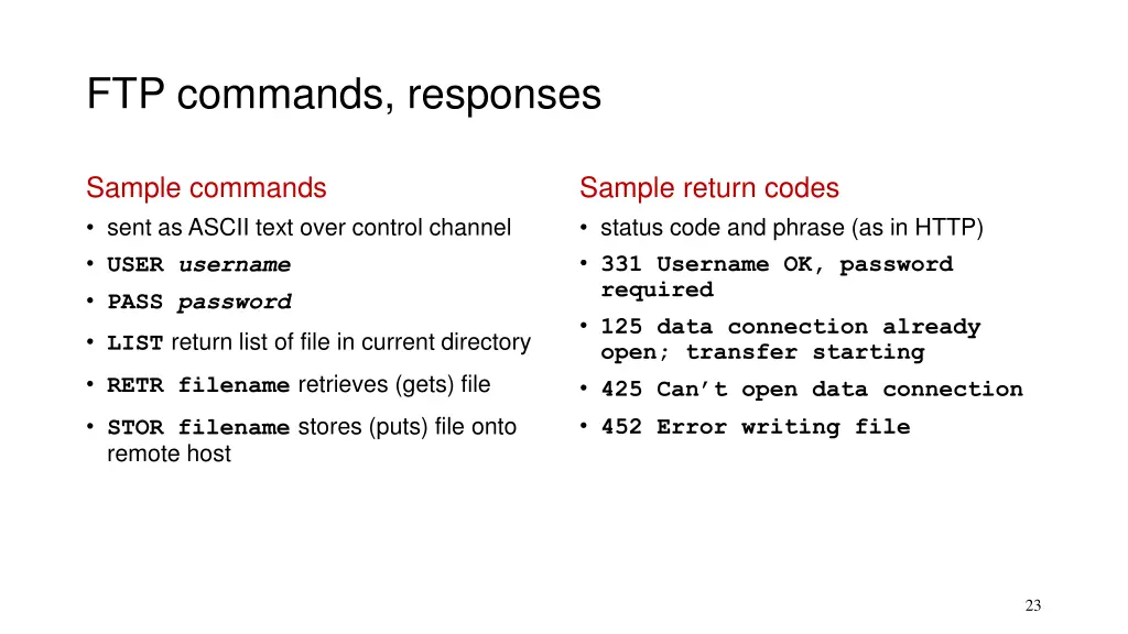 ftp commands responses