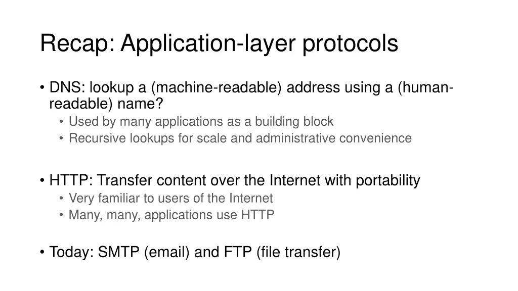 recap application layer protocols