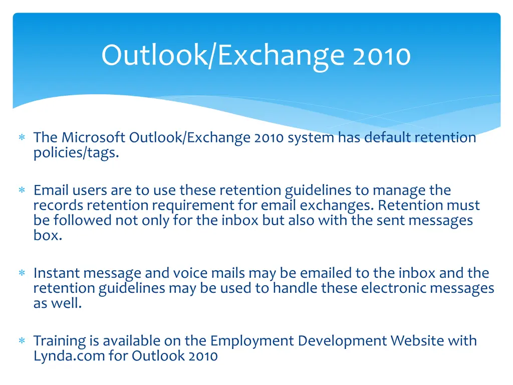 outlook exchange 2010