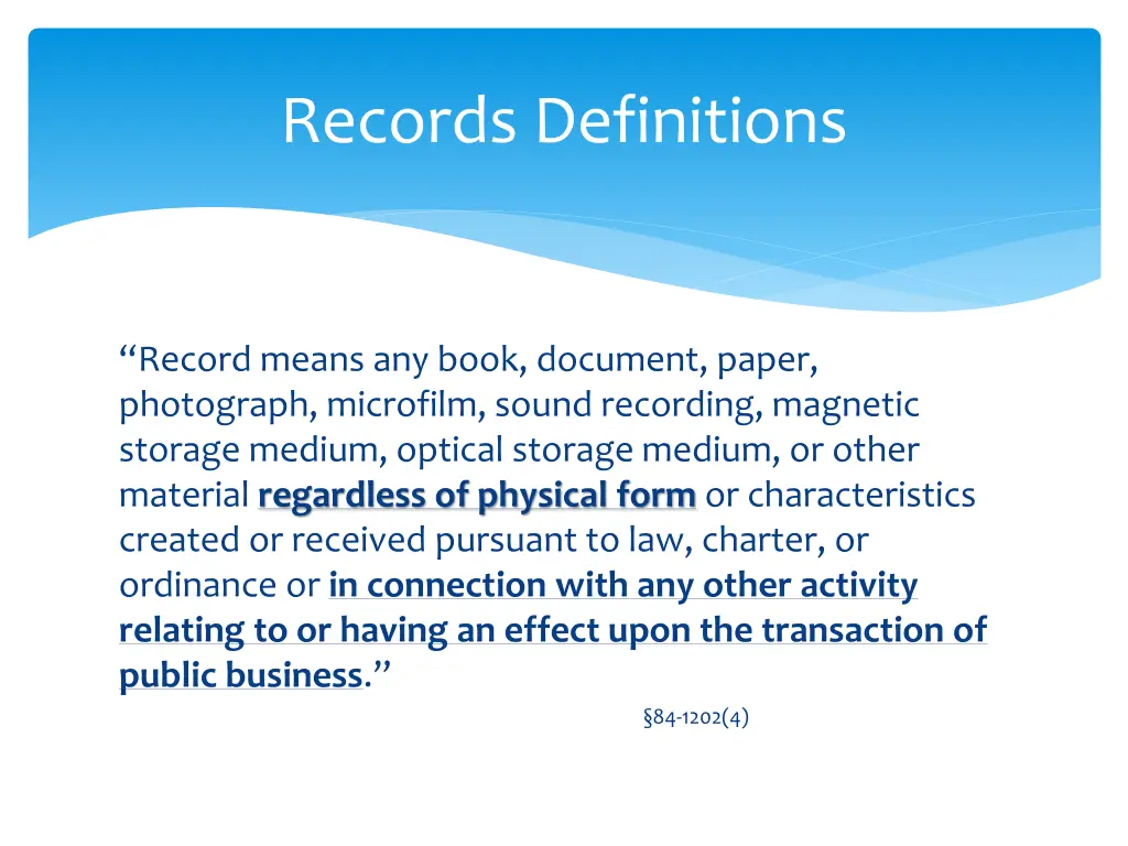 records definitions