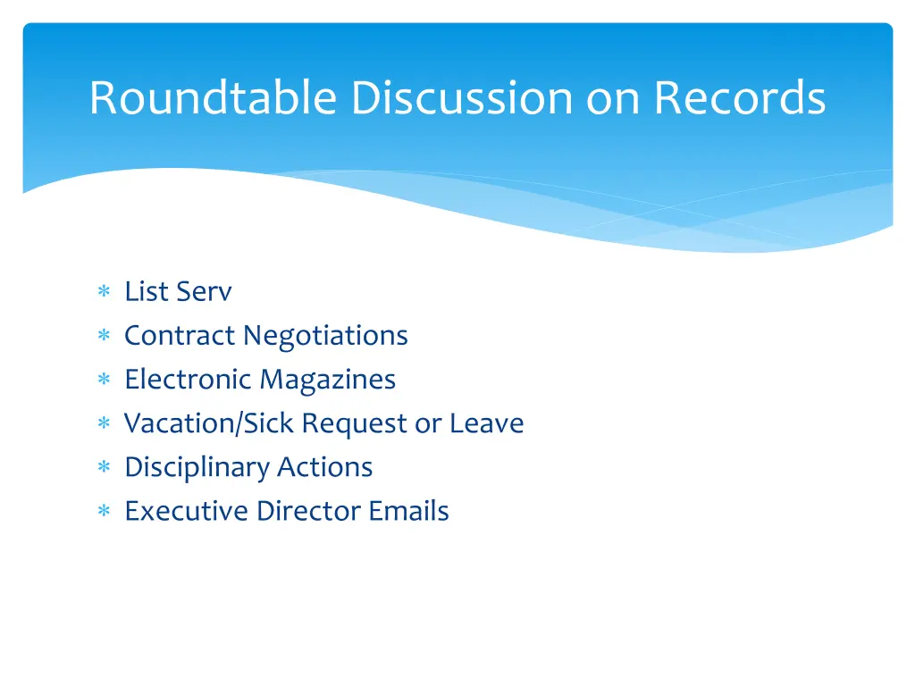 roundtable discussion on records