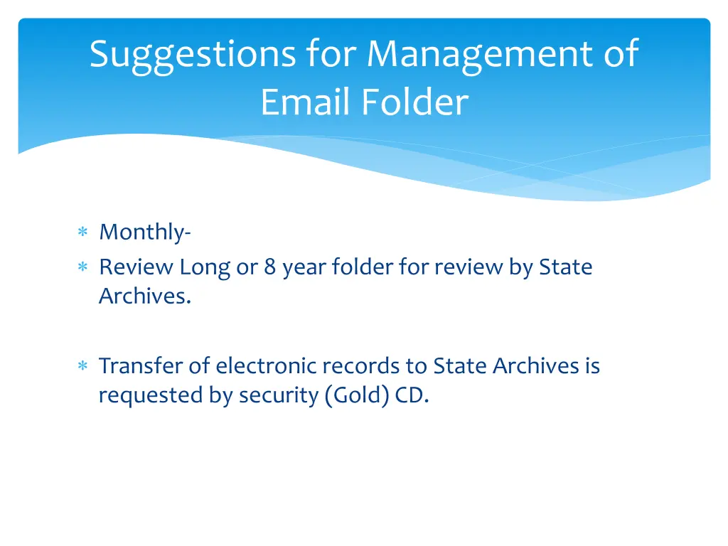 suggestions for management of email folder 1