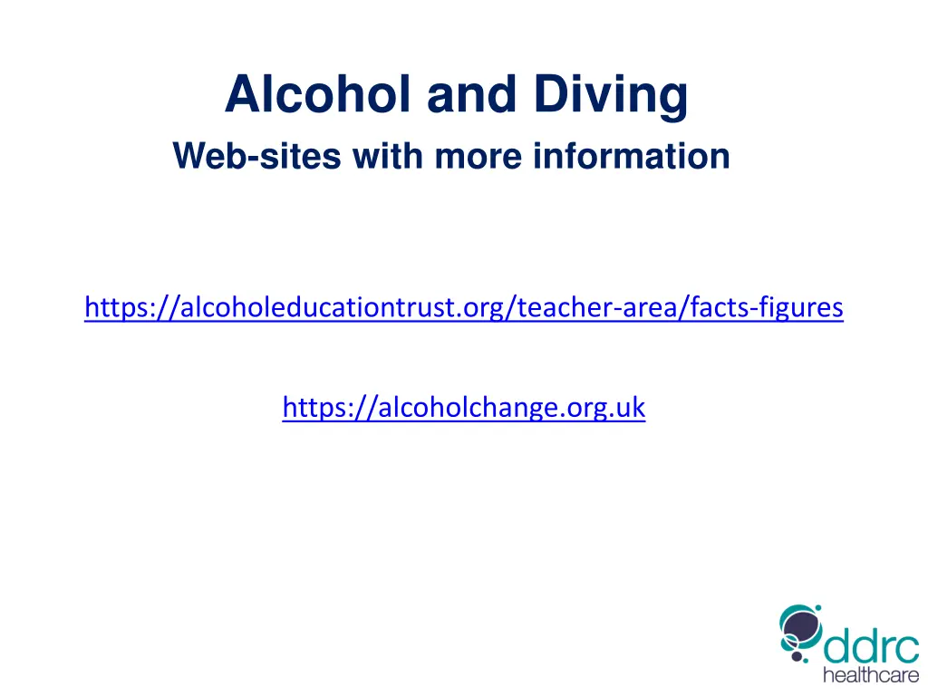 alcohol and diving web sites with more information