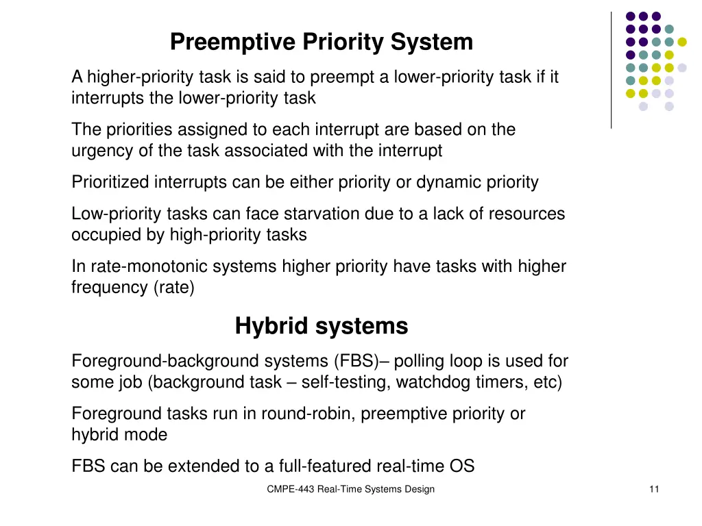 preemptive priority system