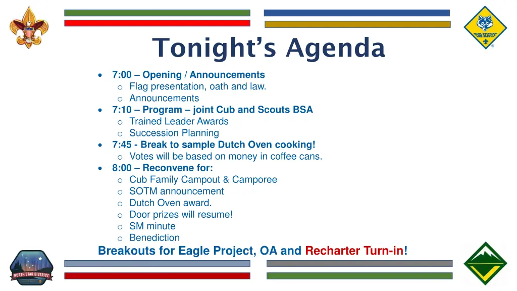 tonight s agenda