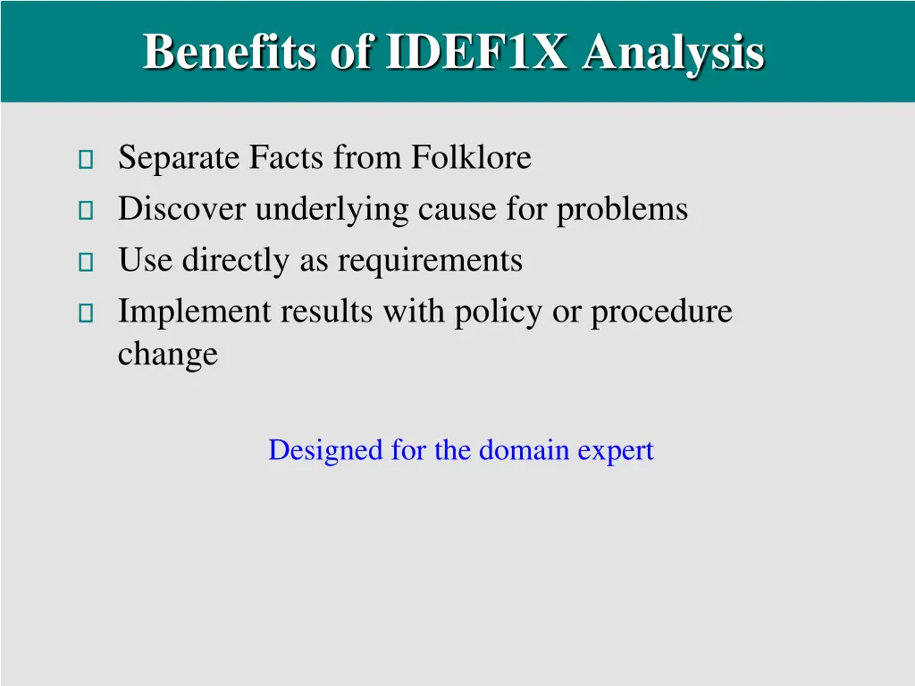 benefits of idef1x analysis