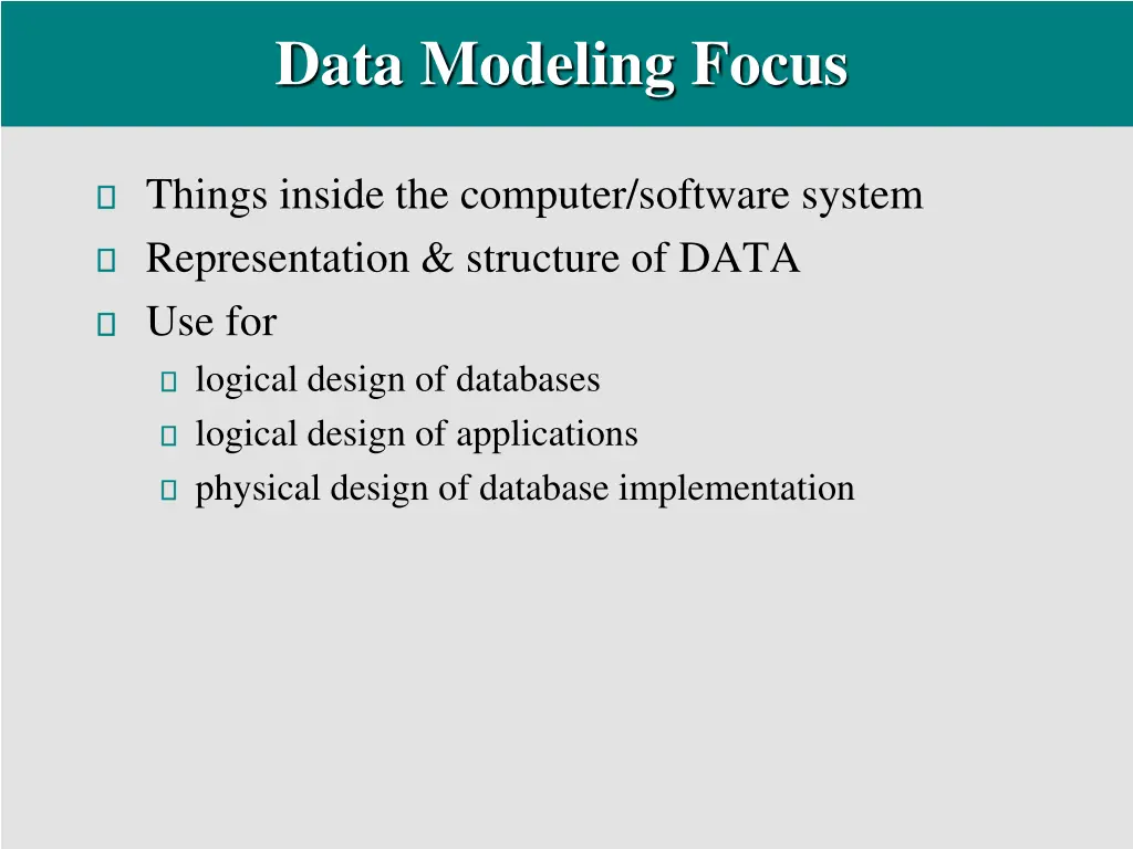 data modeling focus