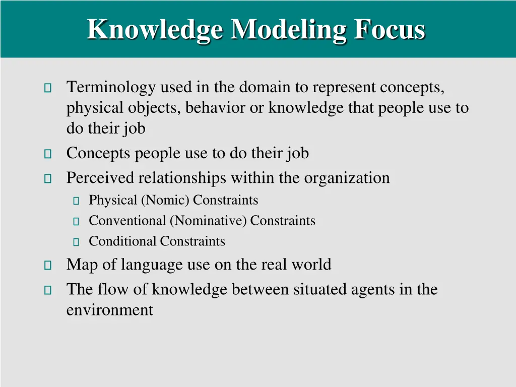 knowledge modeling focus