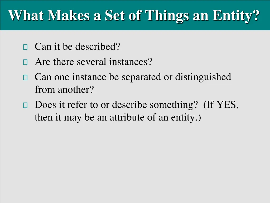 what makes a set of things an entity