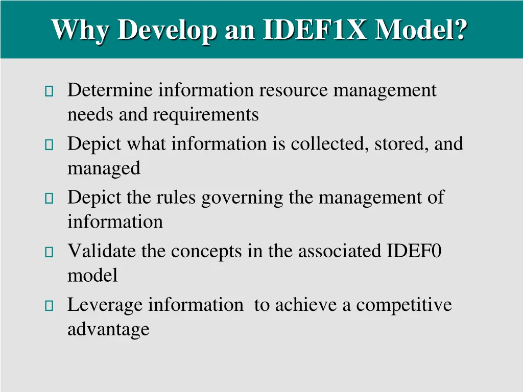 why develop an idef1x model