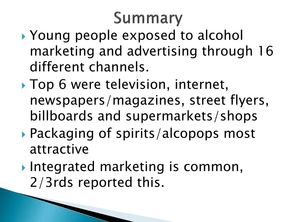 young people exposed to alcohol marketing