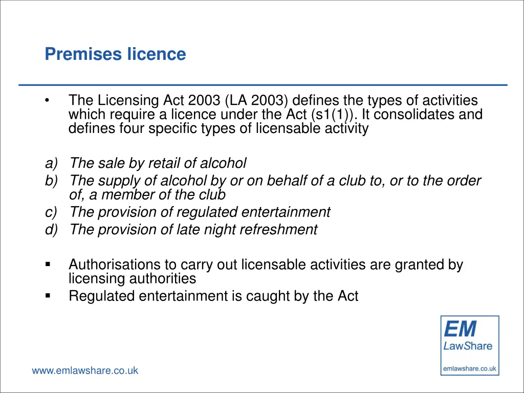 premises licence 1