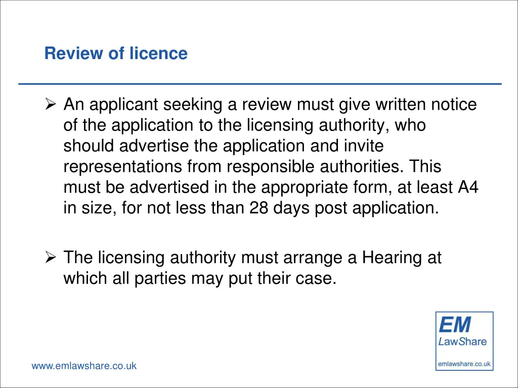 review of licence 2