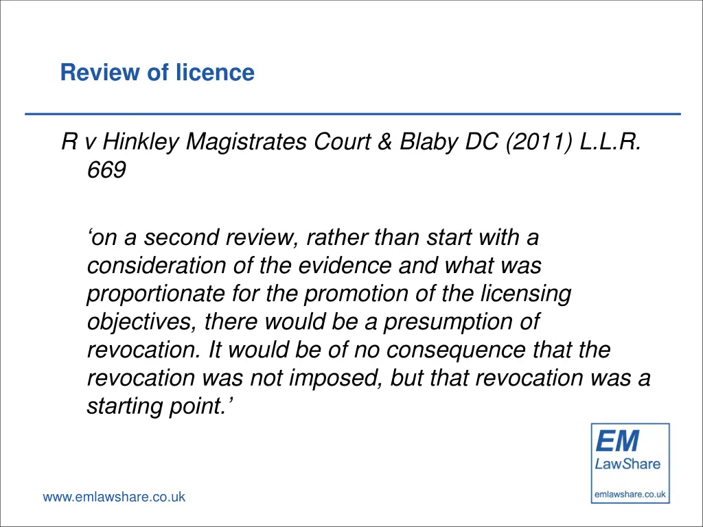 review of licence 5