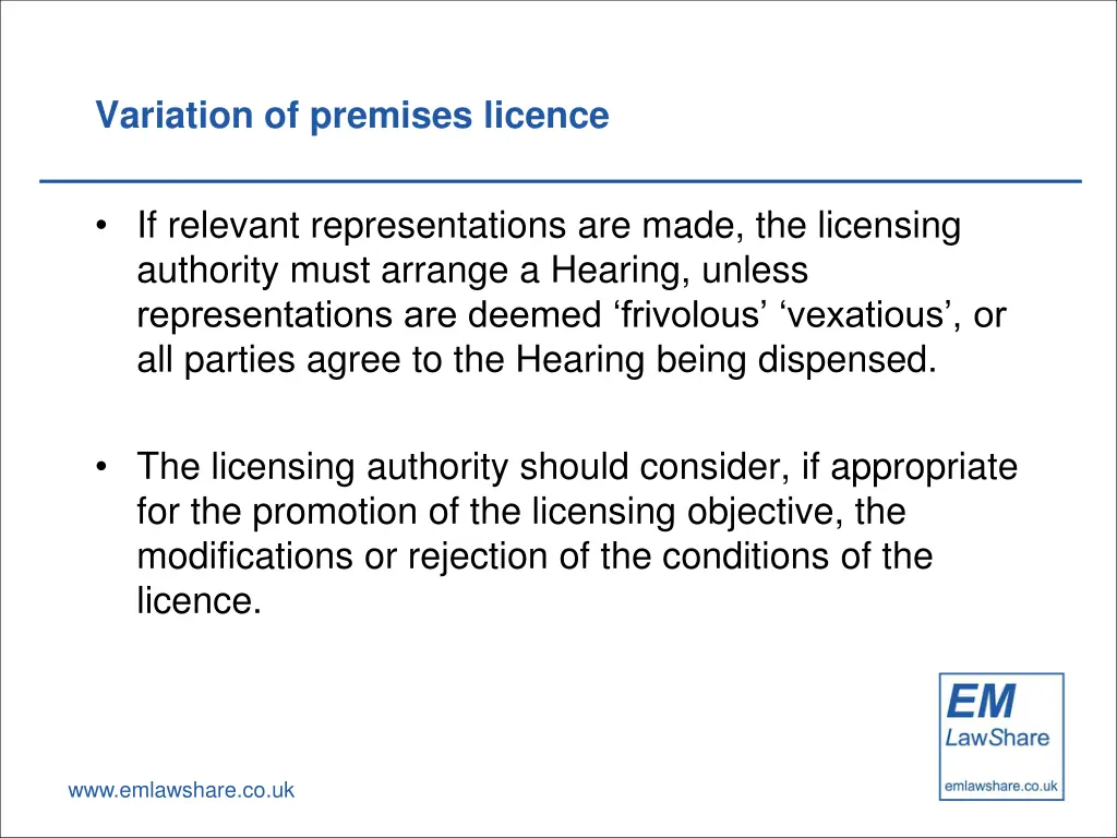 variation of premises licence 1