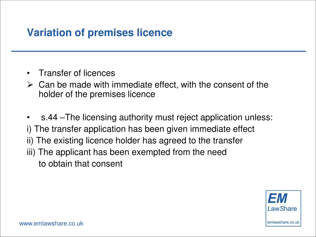 variation of premises licence 2