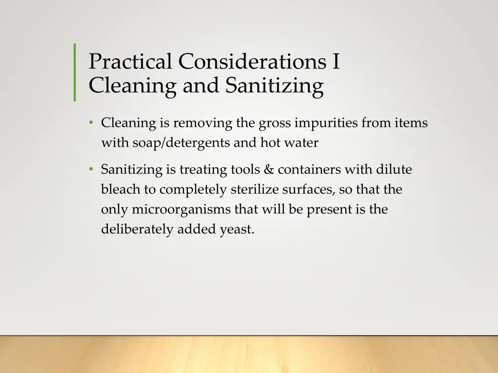 practical considerations i cleaning and sanitizing