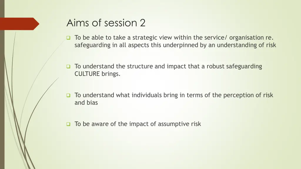 aims of session 2