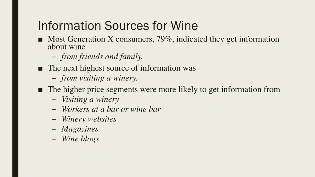 information sources for wine most generation