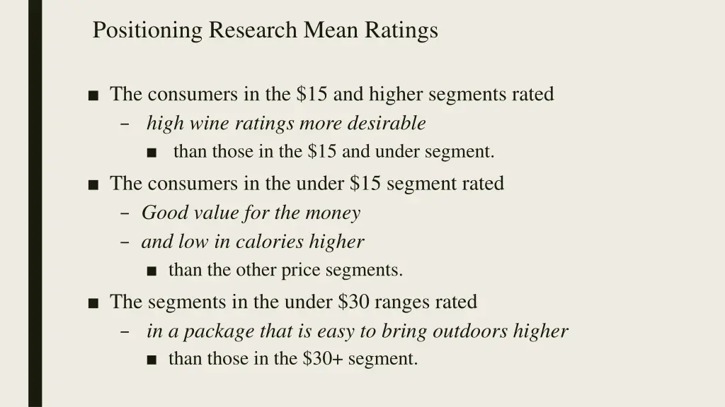 positioning research mean ratings 5