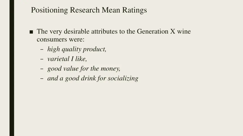 positioning research mean ratings