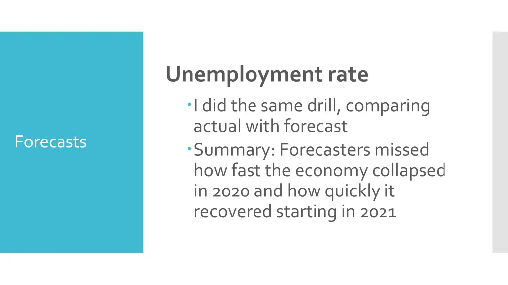 unemployment rate i did the same drill comparing