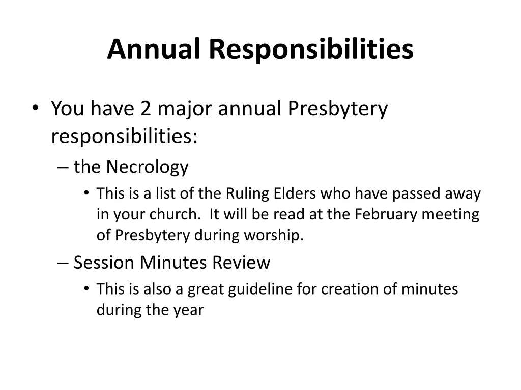 annual responsibilities 2