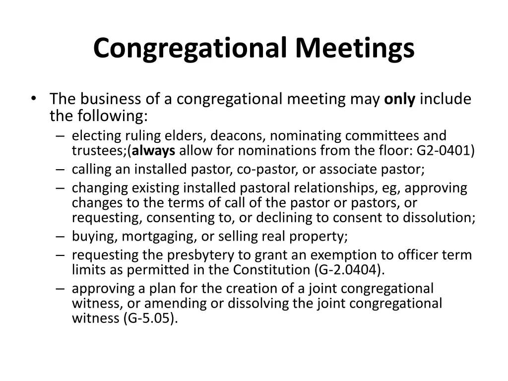 congregational meetings 1