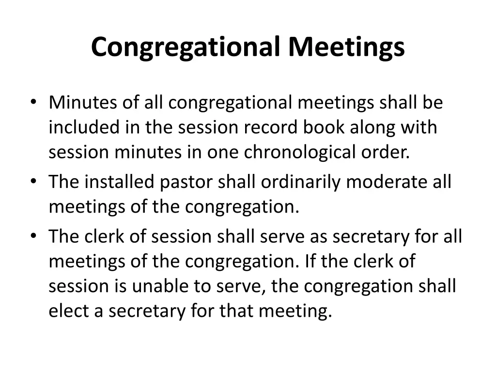 congregational meetings