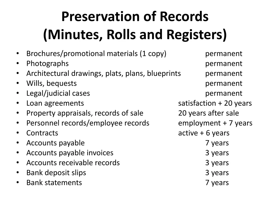 preservation of records minutes rolls 3