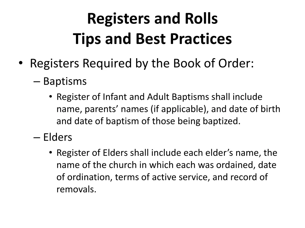 registers and rolls tips and best practices 2