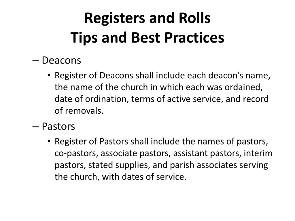 registers and rolls tips and best practices 3