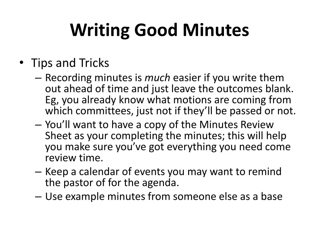 writing good minutes 9