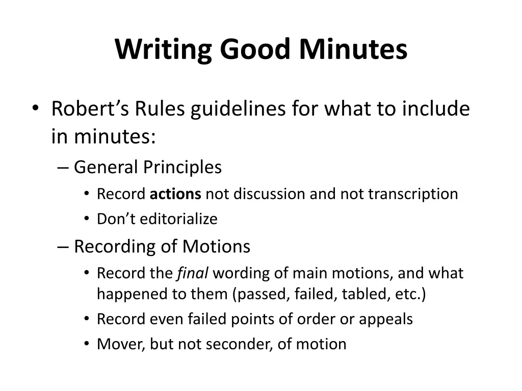 writing good minutes