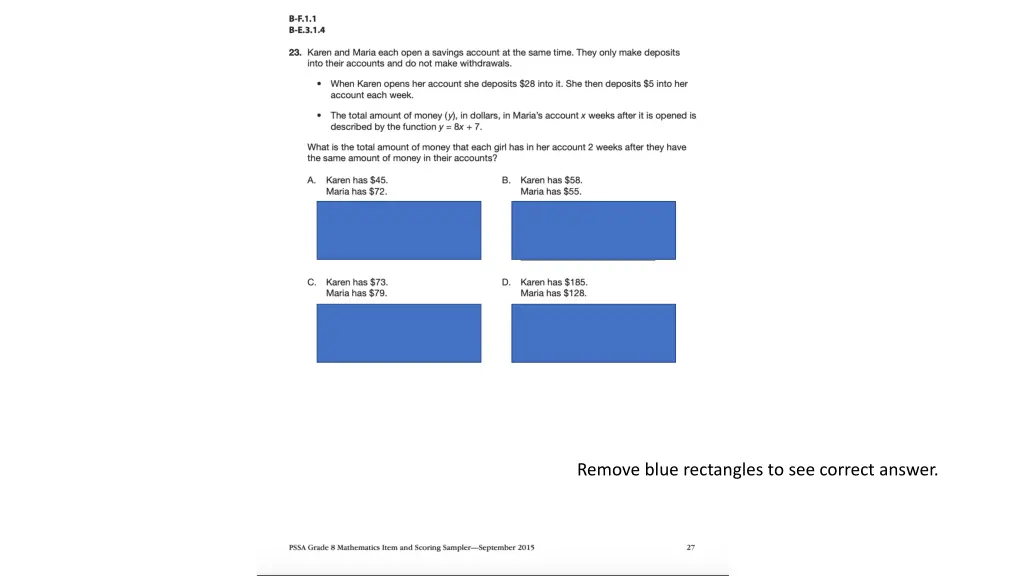 remove blue rectangles to see correct answer