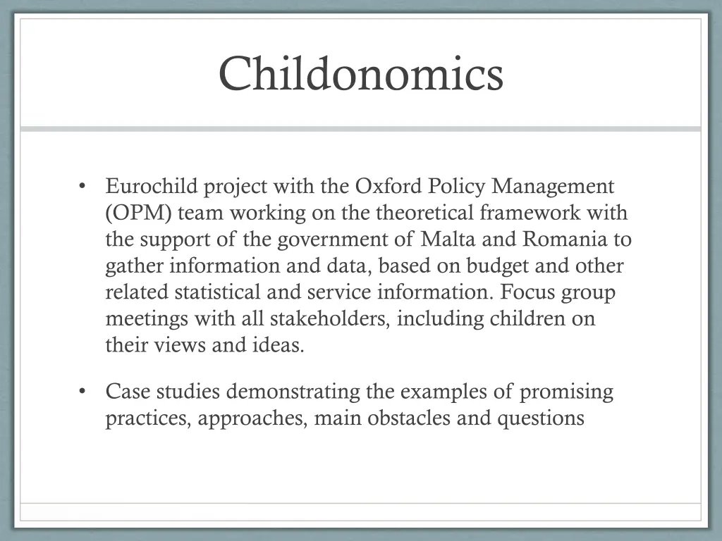 childonomics 2