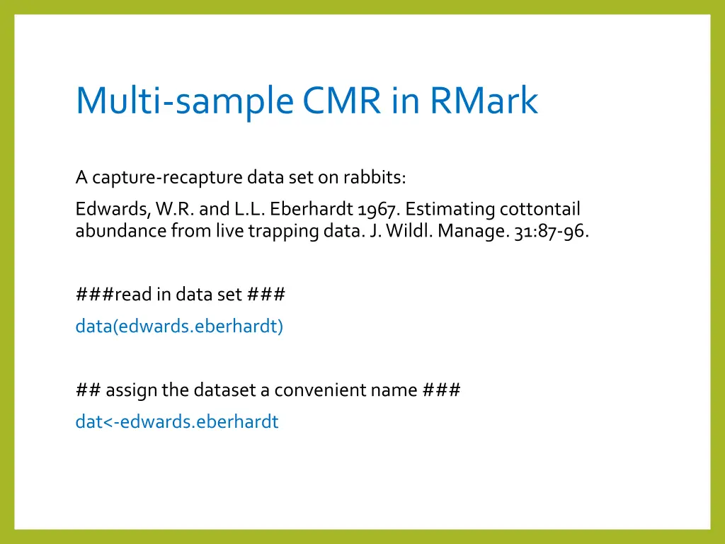 multi sample cmr in rmark