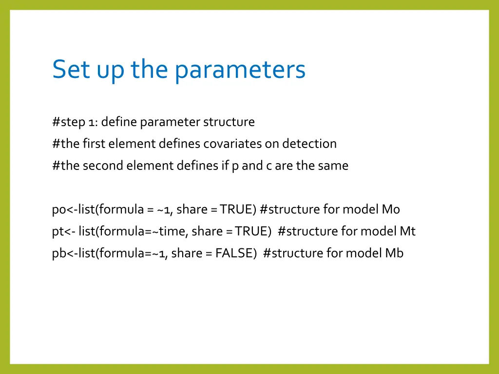 set up the parameters