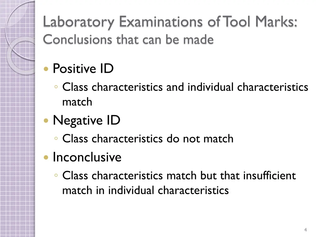 laboratory examinations of tool marks conclusions