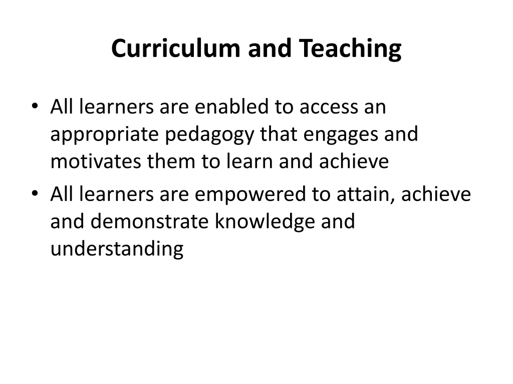 curriculum and teaching