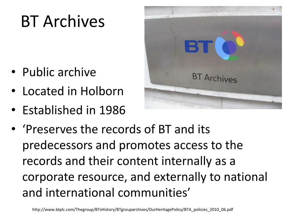 bt archives